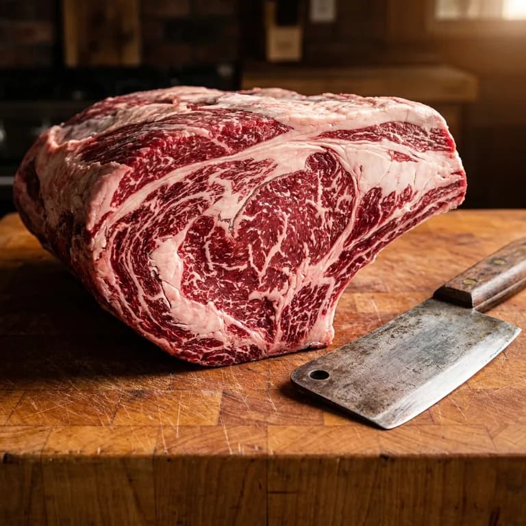A marbled raw ribeye